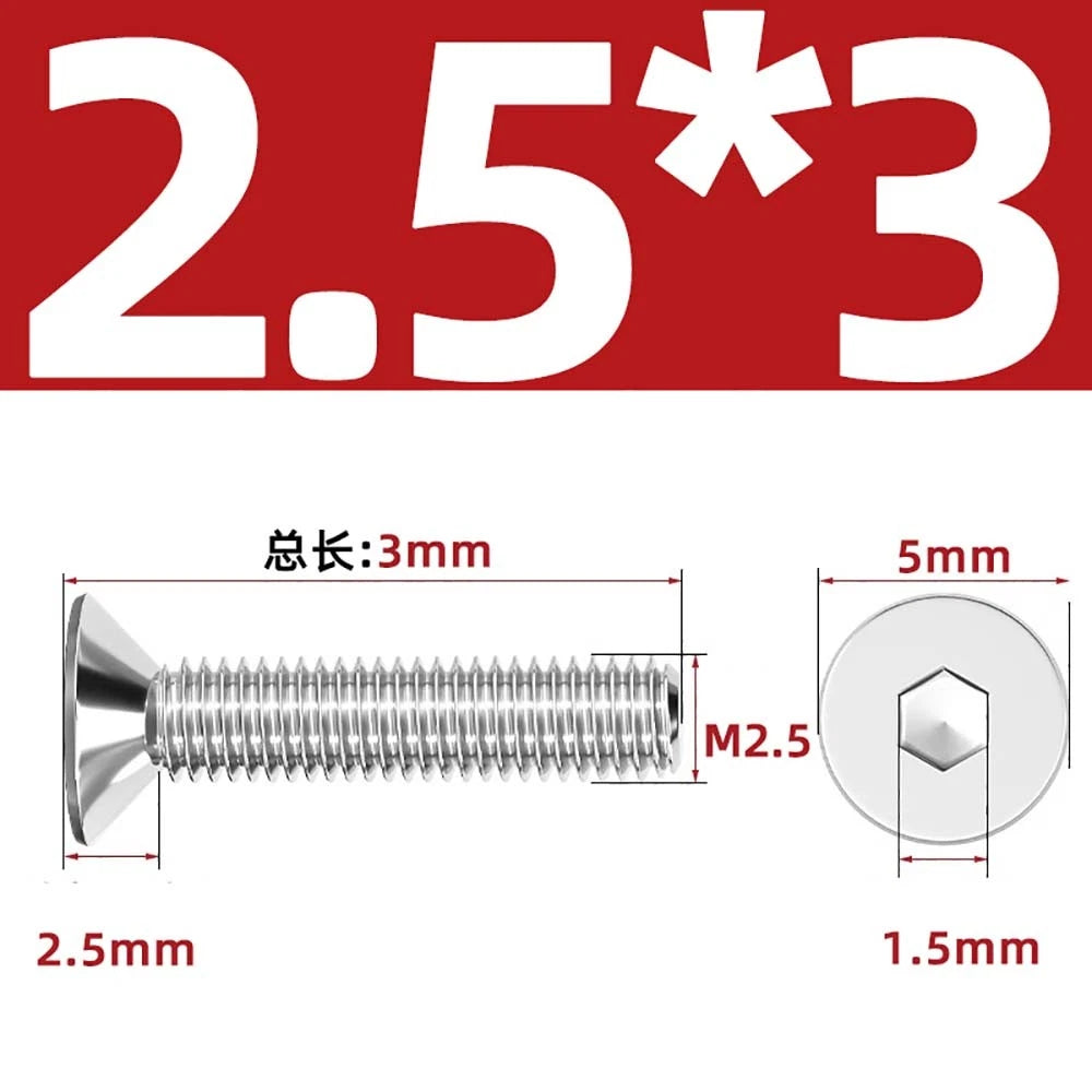 A4 Stainless Steel Countersunk Hex Socket Screws – Marine Grade, M2 to M16 (DIN 7991)