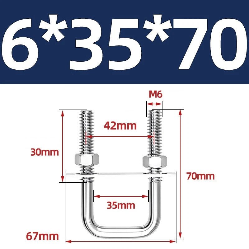 M6 U - Bolt with Plate and Nuts – Stainless Steel 304 (A2) for Trailer & Pipe Clamp - HomeDIYer