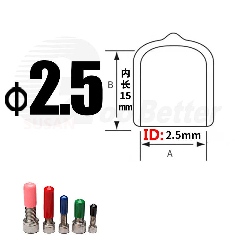 PVC End Caps for Screws, Bolts, Rods & Tubes – Thread Cover Protector, Cable Insulation Caps (1.3mm – 90mm, Black, 15-50mm Lengths)