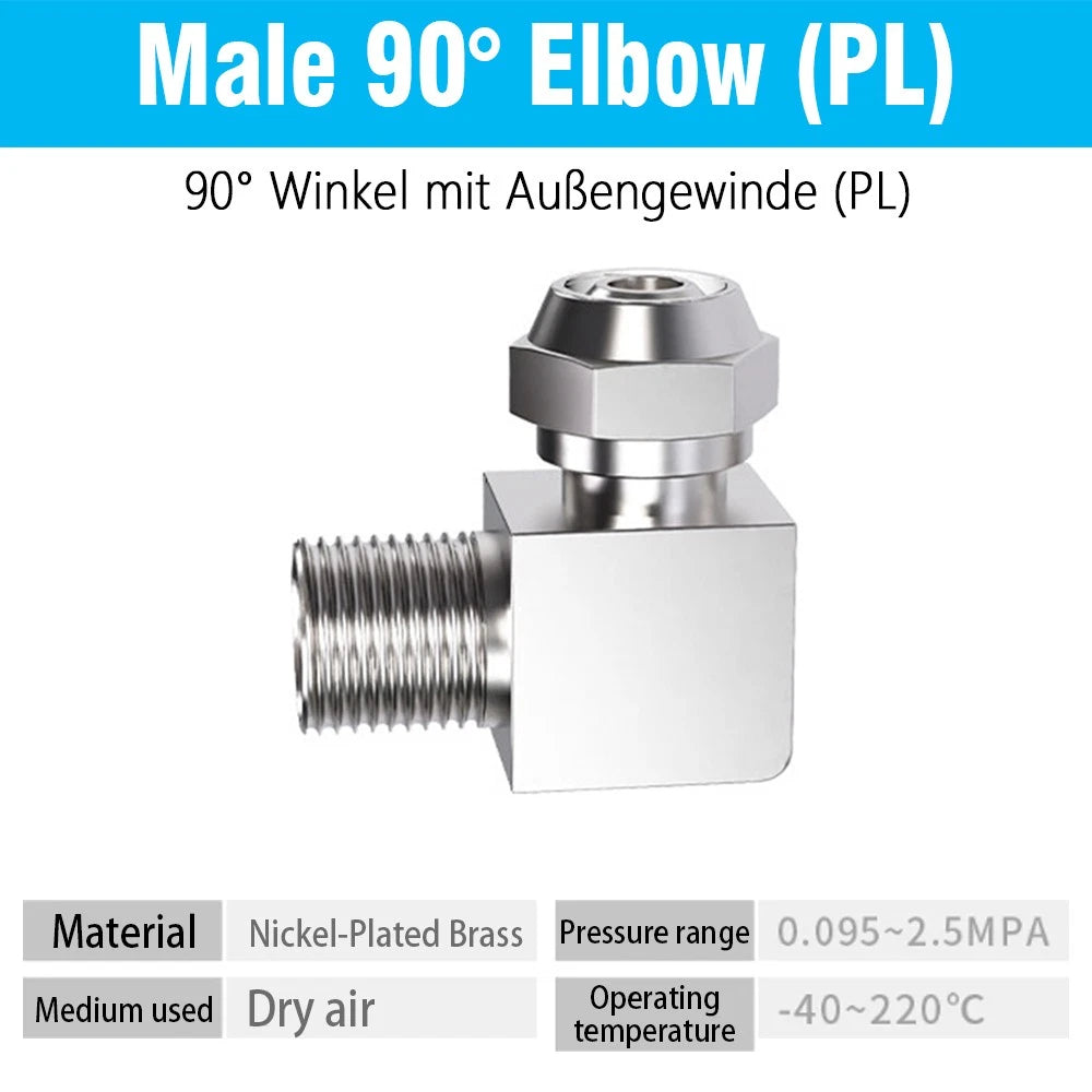 Pneumatic Push-to-Connect Fittings — Straight, Elbow, Tee, Cross & Threaded Types