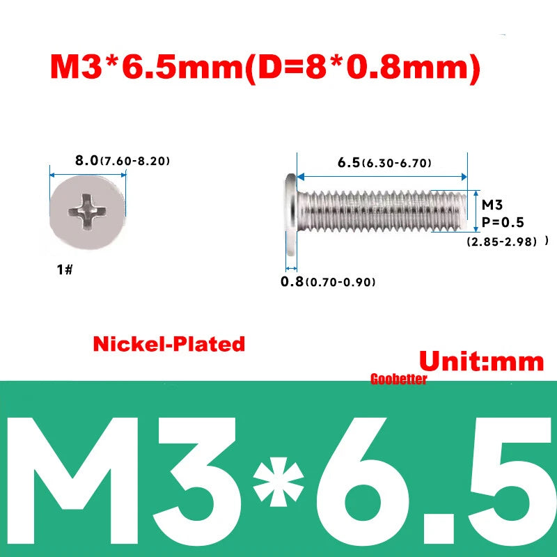 M3 Ultra Thin Wafer Flat Head Phillips Screws – Super Low Profile for Laptops & Electronics (3–6.5mm Thread Lengths)