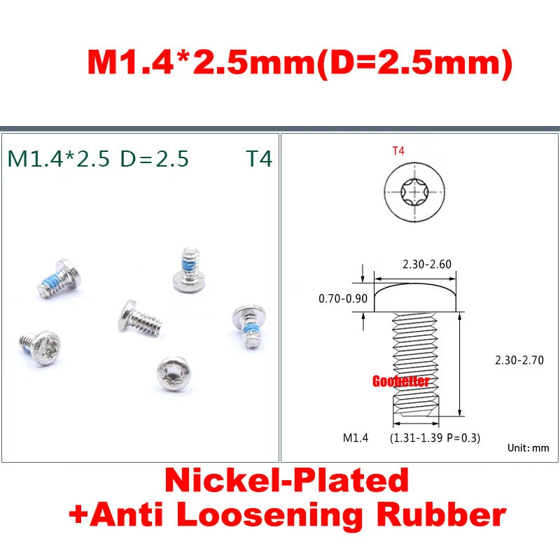 PM1.2–M5 Torx Pan Head Machine Screws – Carbon / 304 Stainless Steel, Micro Plum Round Head Bolts