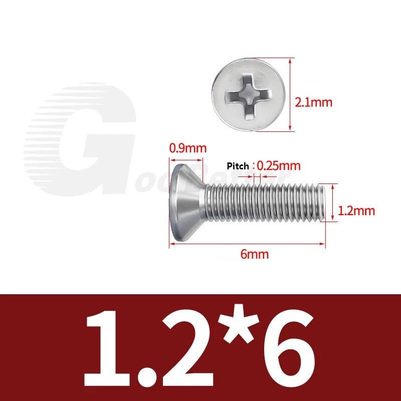 M1–M3.5 Phillips Countersunk Machine Screws – 304 Stainless Steel, Fully Threaded (3–120mm Overall Length) - HomeDIYer