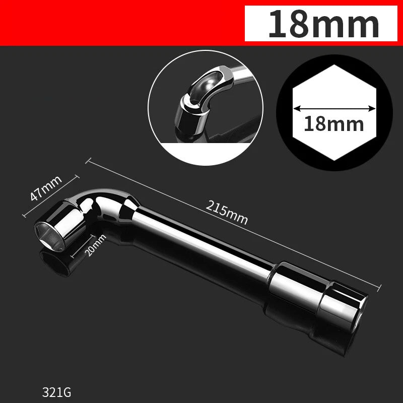 L-Shaped Perforated Hex Socket Wrench Bore Diameter 8-19mm Chrome Vanadium Steel