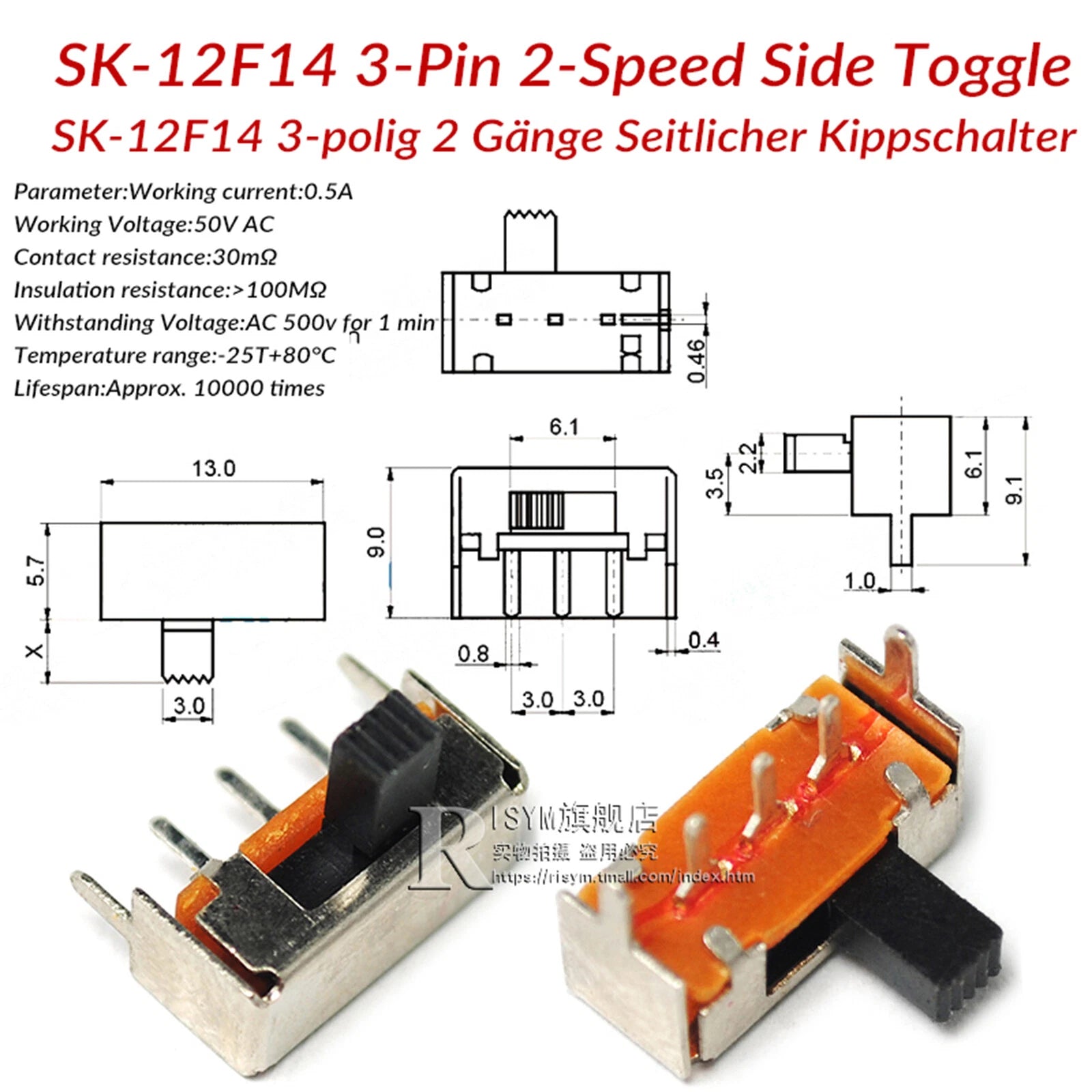 Mini Slide Switch PCB Mount — SS / SK / MSS / MSK Series, 3–8 Pin, 2mm–6mm Handle, Single & Double Row