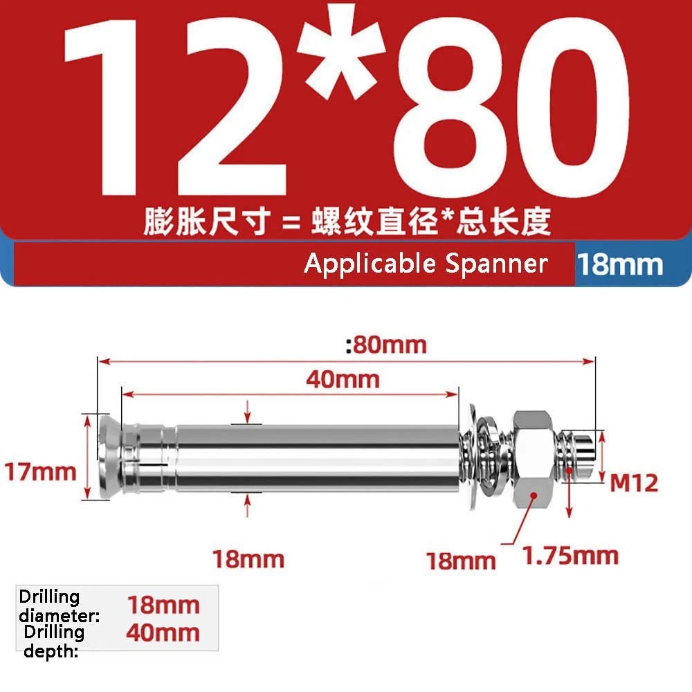 Stainless Steel Expansion Anchor Bolts — M8 to M20, 201 & 304, A/B Type