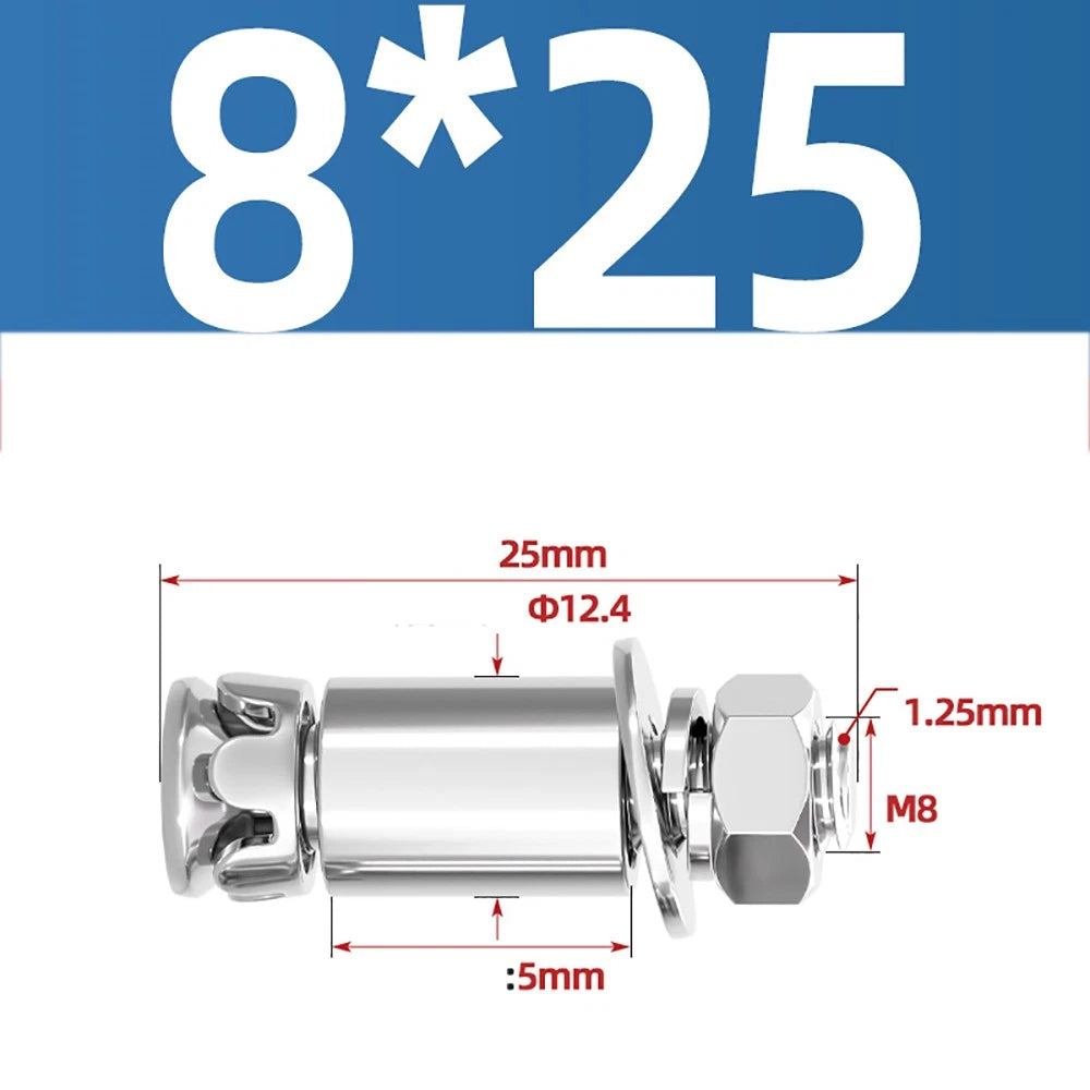 M6 M8 Stainless Steel Expansion Bolts for Marble & Concrete — 304 / 201 SS, 20–40mm
