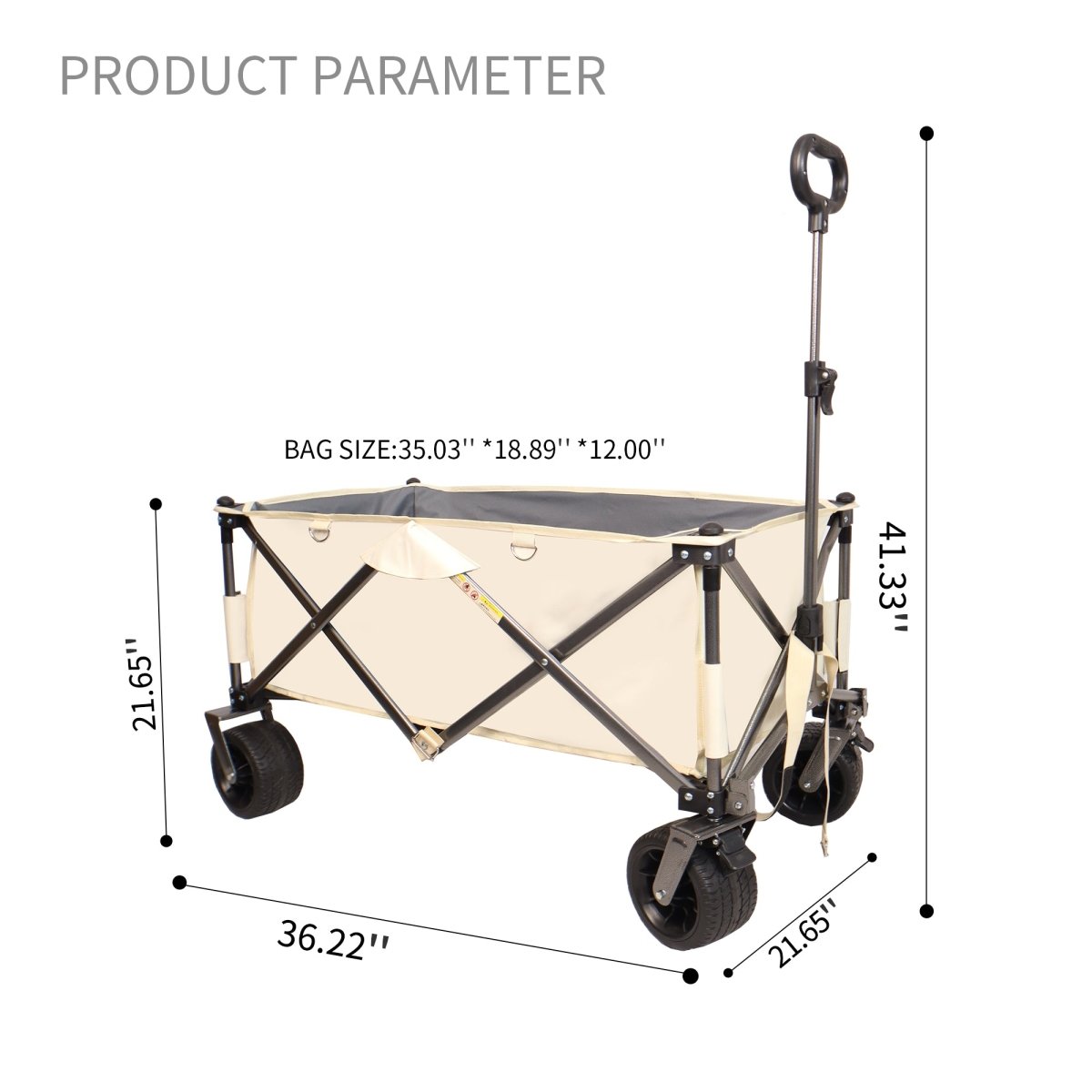 Folding Wagon, Heavy Duty Utility Beach Wagon Cart for Sand with Big Wheels, Adjustable Handle&Drink Holders for Shopping, Camping,Garden and Outdoor - HomeDIYer