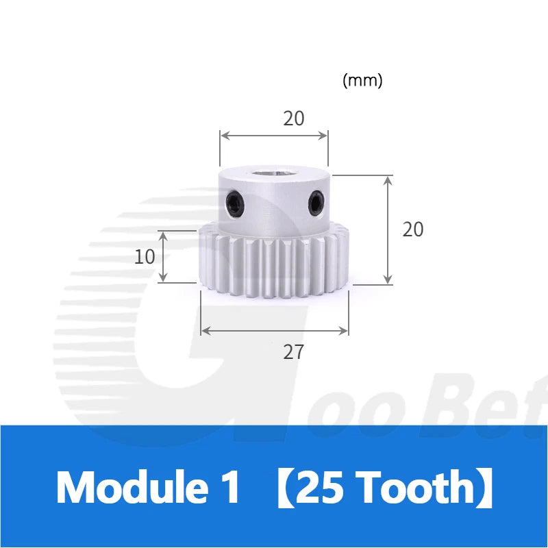 Spur Gear Module 1 Aluminium 12-60 Tooth with Hub Pinion Motor Gear Bore 4-16mm