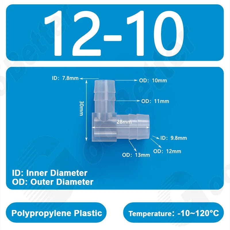 Plastic 90 Degree Elbow Barbed Hose Joiner Reducer Connector L-type Pipe Water