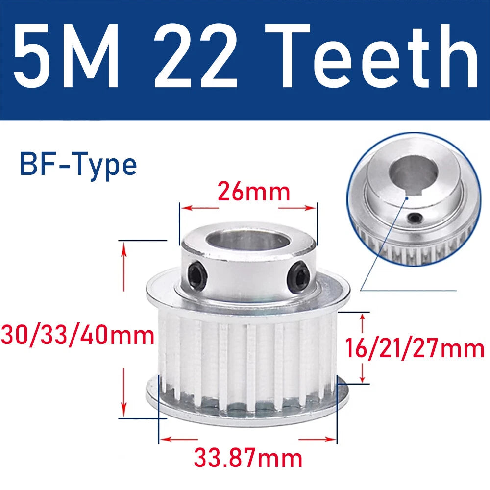 5M 20~26 Teeth Synchronous Wheel Timing Belt Pulley for 15/20/26mm Belt Width