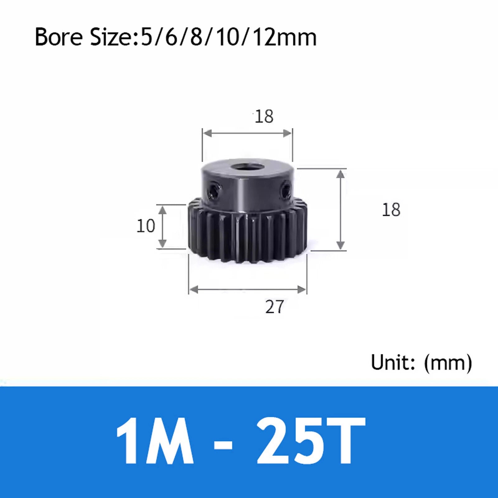 1 Mod Spur Gear 15T-40T  Pinion Gear with Step Motor Gear 45# Steel Bore 5-14mm