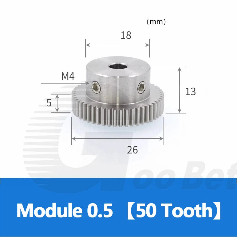 Spur Gear Stainless Steel Module 0.5 with Hub 20-60 Tooth Motor Pinion Precision