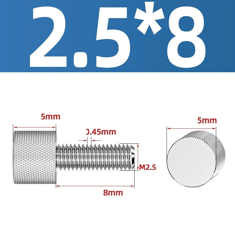 Knurled Thumb Screws A2 Stainless Steel — Flat Head Thumbscrew Bolts M2 M2.5 M3 M4 M5 M6 M8
