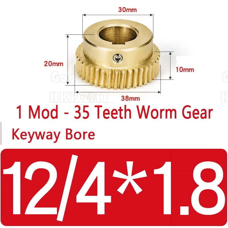 Mod 1 Worm Gear Wheel Brass 35 Tooth Worm Shaft 45# Steel Precision Bore 6-15 mm