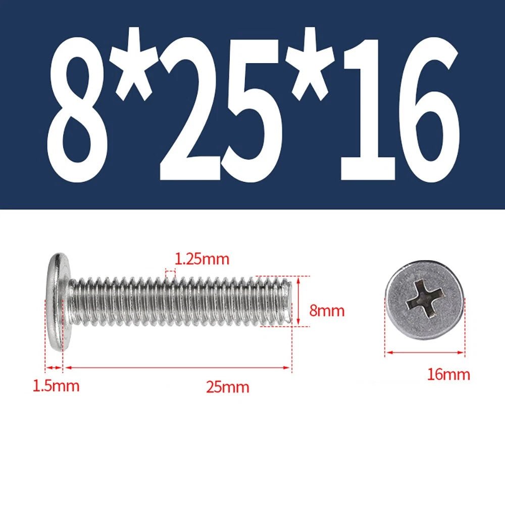 M8 White Phillips Countersunk Screws A2 Stainless Steel | 16mm Head - HomeDIYer