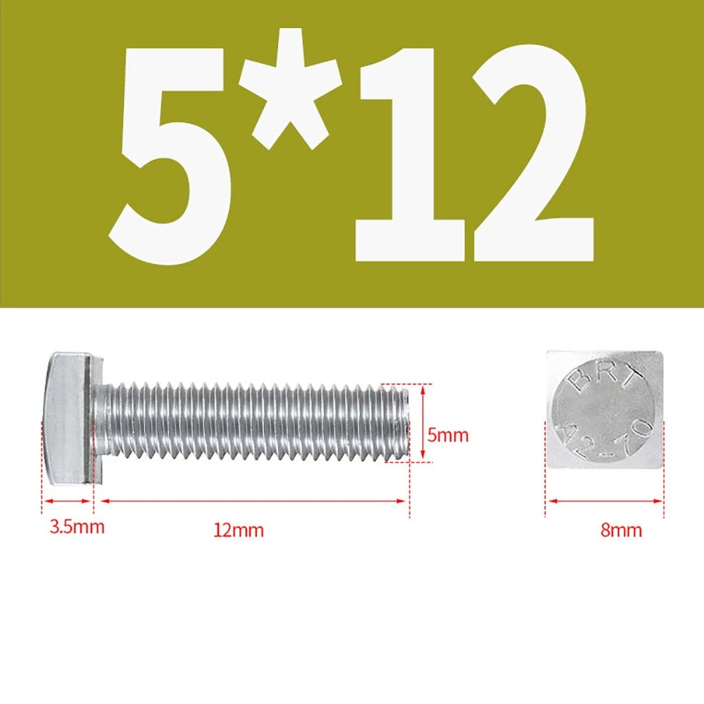M4 M5 Small Head Square Bolt — 304 Stainless Steel, Multiple Lengths