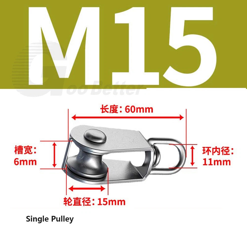Lifting Rope Pulley Swivel Hanging Wire Towing Wheel Heavy Duty Stainless Steel