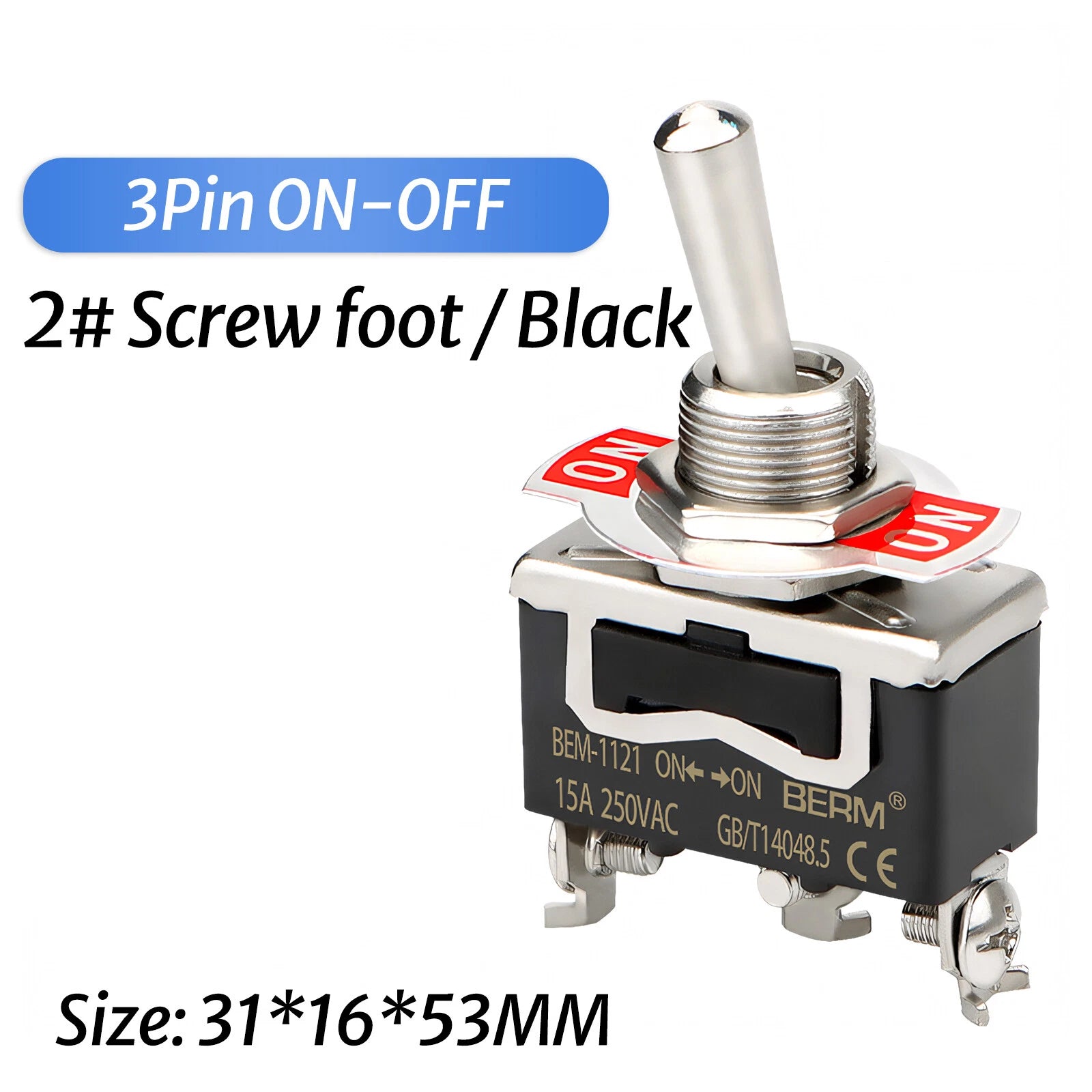 Waterproof Heavy Duty Toggle Switch ON-OFF / ON-OFF-ON | 2–6 Pin | 15A 250V