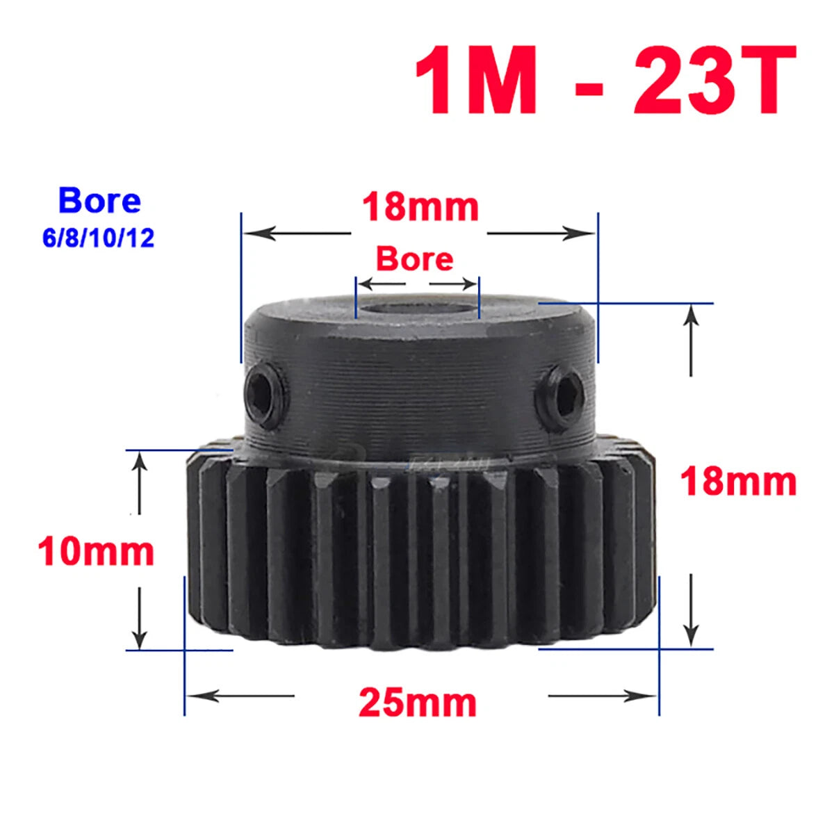 1M Mod Spur Gear Pinion Gears 10T-35T Bore 4-17mm Metal Spur Transmission Motor