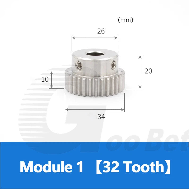 Spur Gear Stainless Steel Module 1 with Hub 15 - 40 Tooth Motor Pinion Precision