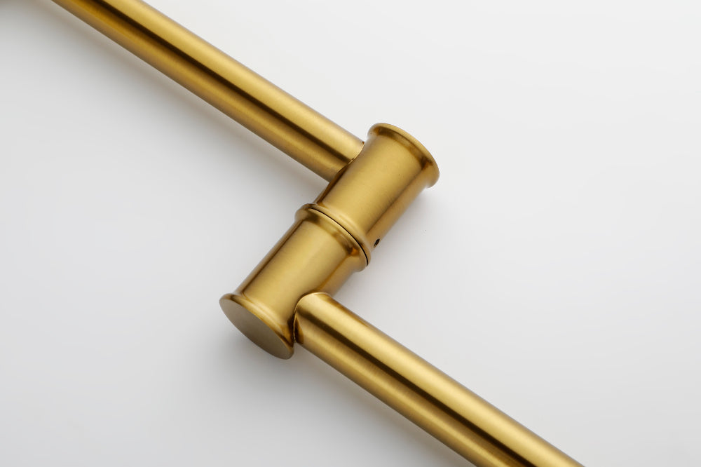 Wall Mounted Pot Filler Faucet – Brushed Gold, Two-Attachment Folding Swing Arm, Dual Handle, Solid Brass
