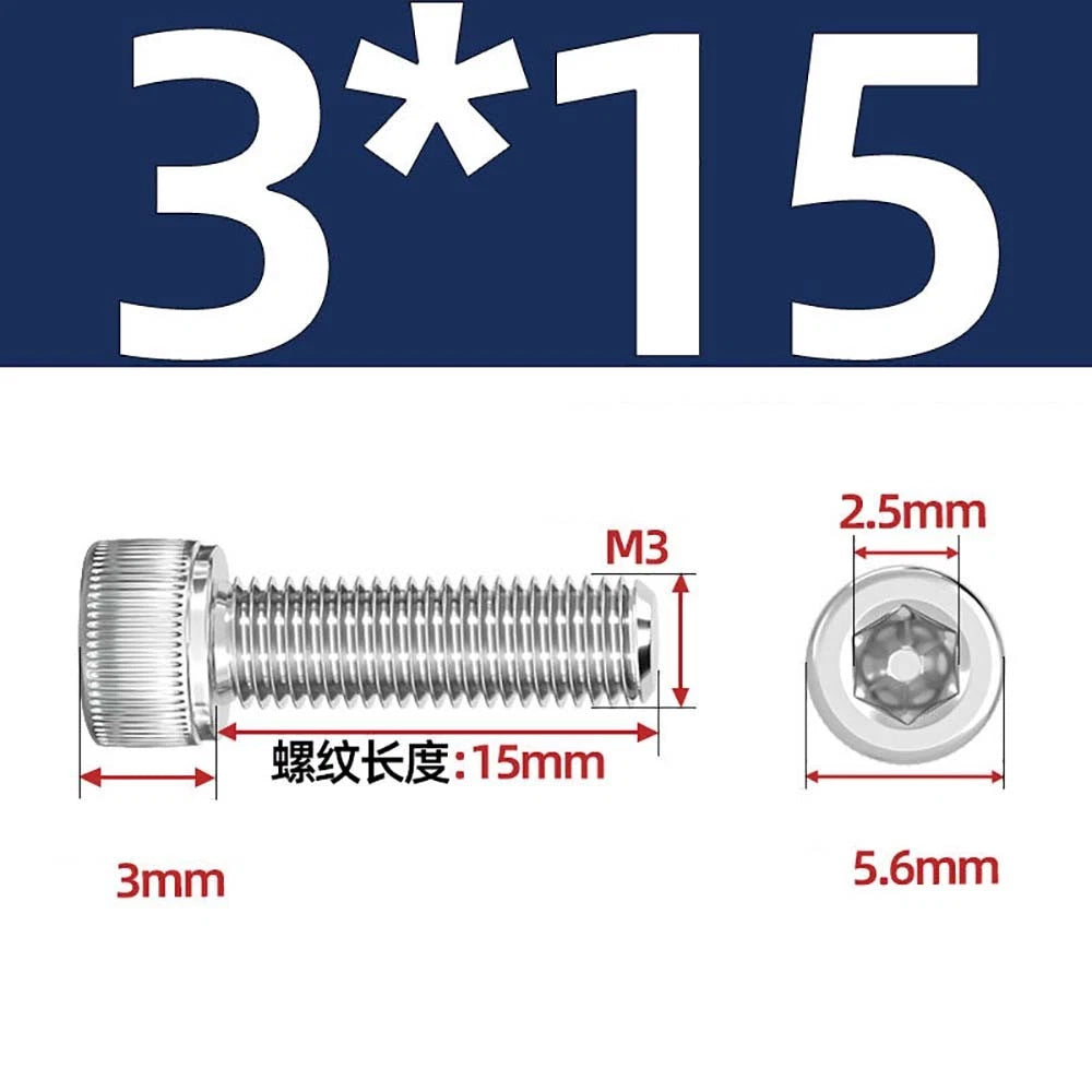 M3 M4 M5 Socket Head Cap Screws – A2 Stainless Steel, High Strength & Corrosion Resistant