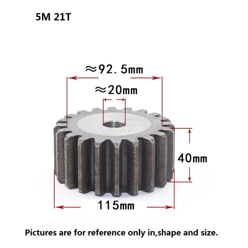 5 Modulus 12T-35T Spur Gears pitch 15.7mm 45# Steel Pinion Motor Gear Thick 50mm