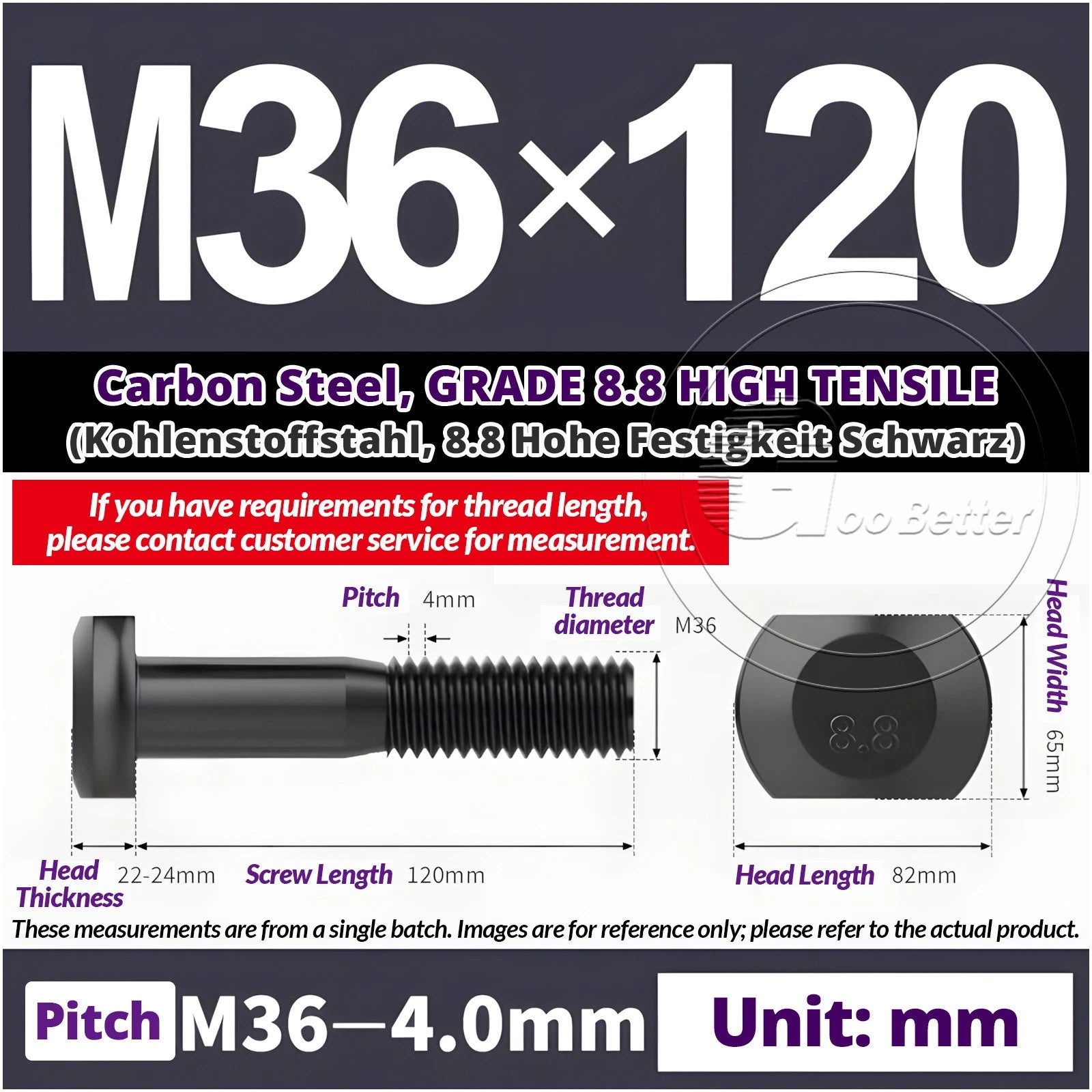 T-Slot Bolts M22 - M42 T Track Bolts 70mm to 500mm Long GRADE 8.8 HIGH TENSILE