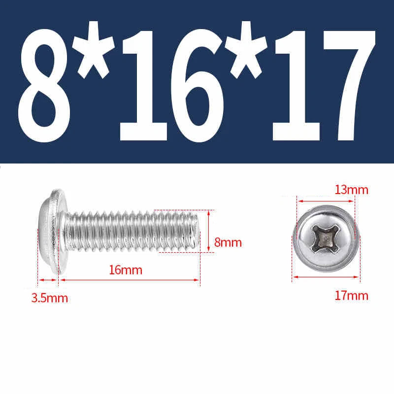 Phillips Flanged Pan Head Machine Screws – 304 / 316 Stainless Steel, Built‑in Washer (3–60mm Lengths)