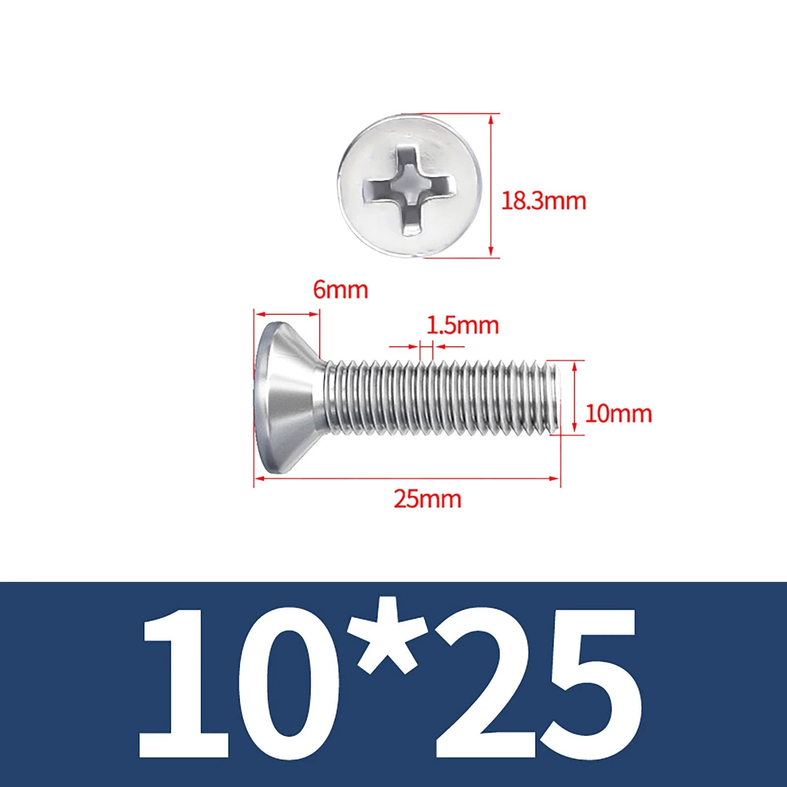 M3–M10 Phillips Countersunk Machine Screws – A2 Stainless Steel, Flat Head, Fully Threaded (3–100mm Overall Length)