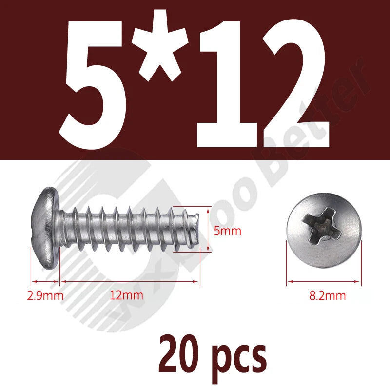 Pan Head Sheet Metal Screws Metric M1~M6 A2 Stainless Steel Sheet Metal Screws
