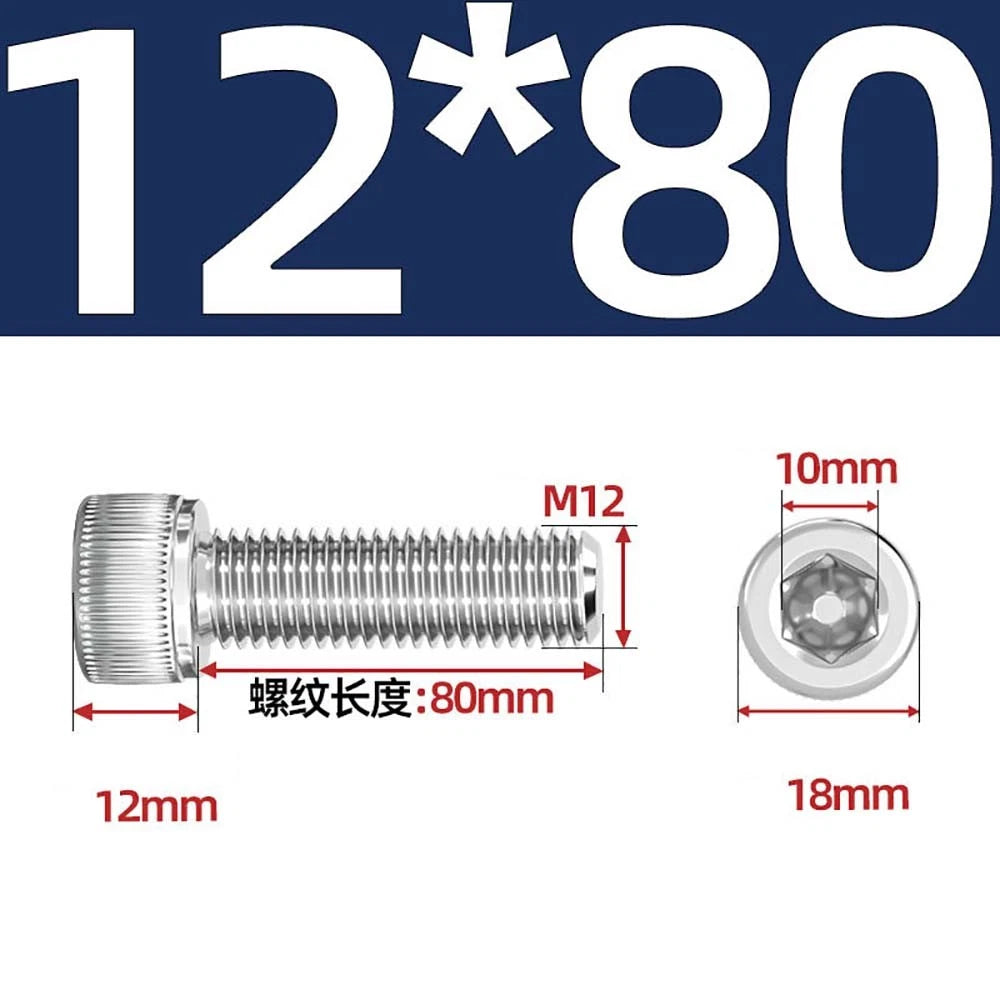 Socket Head Cap Screws – A2 Stainless Steel, M6 to M24, Hex Drive (DIN 912)