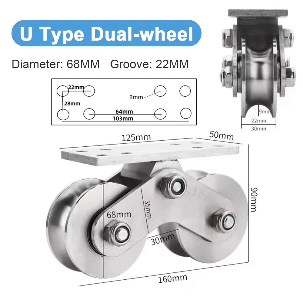 Stainless Steel Pulley UVH Groove Sliding Door Roller Runner Wheel Track Pulley