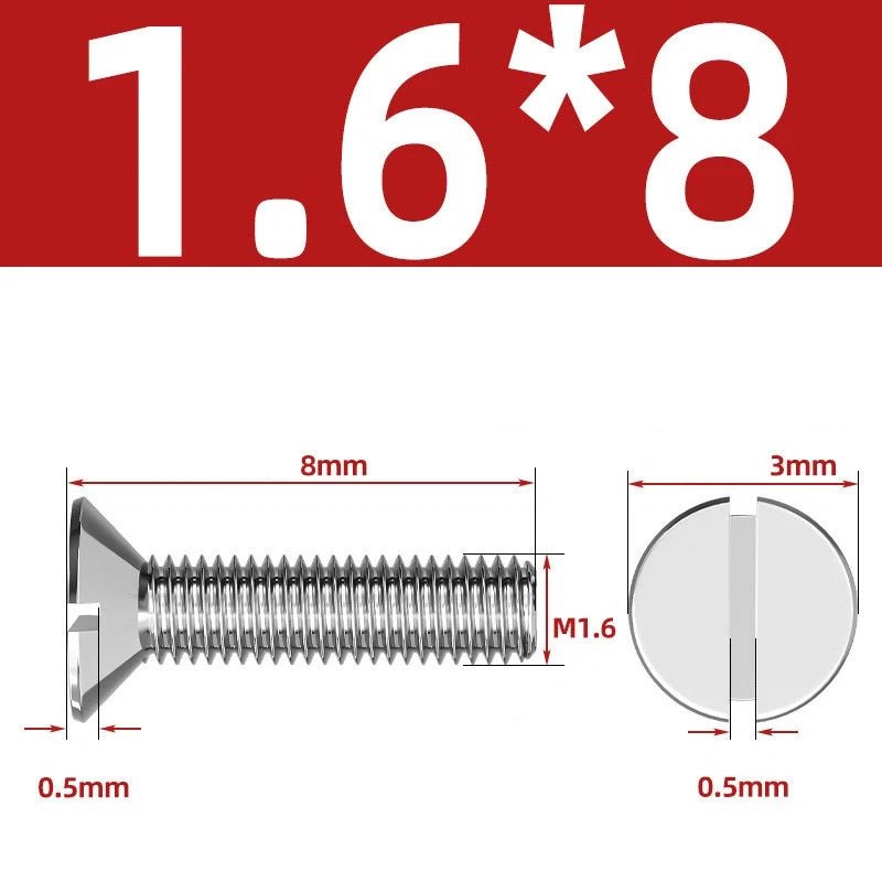 A2 Stainless Steel Slotted Countersunk Machine Screws — M1.6 to M10, Flat Head CSK Bolts - HomeDIYer