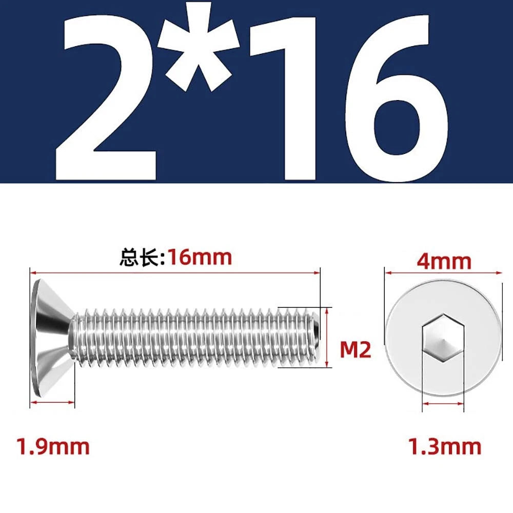 Countersunk Hex Socket Screws – A2 Stainless Steel, M2 to M16, DIN 7991, Fully Threaded