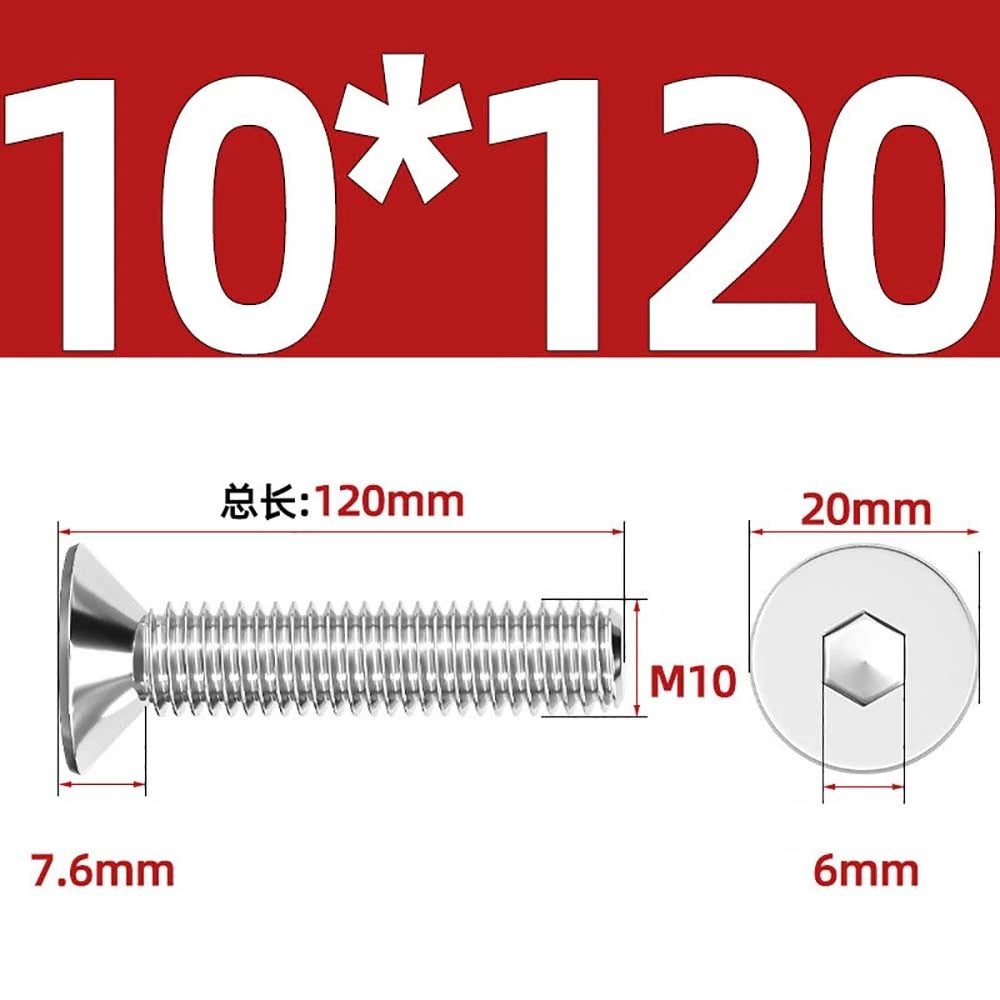 Countersunk Hex Socket Screws – A2 Stainless Steel, M2 to M16, DIN 7991, Fully Threaded