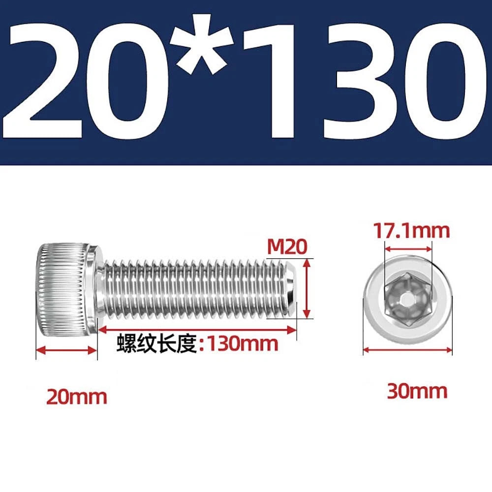 Socket Head Cap Screws – A2 Stainless Steel, M6 to M24, Hex Drive (DIN 912)