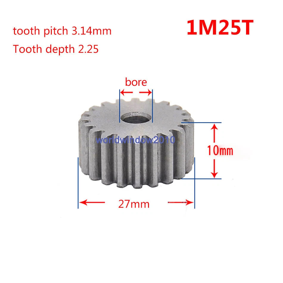 45# Steel Spur Gear 1M12T-1M100T Metal Mod 1 Pinion Gear 12-100 Tooth Moter Gear
