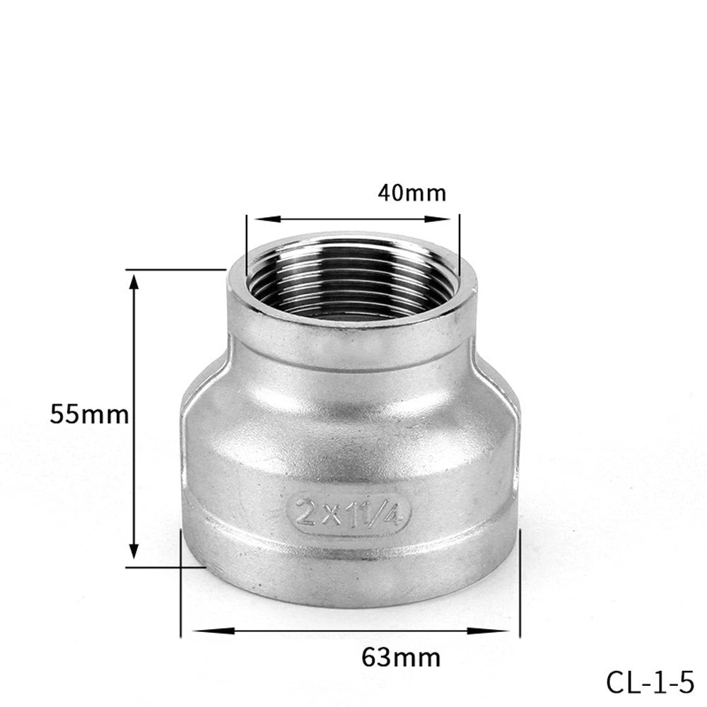 BSP Female Threaded Pipe Reducer Coupling — Stainless Steel A2, 1/2" to 4"