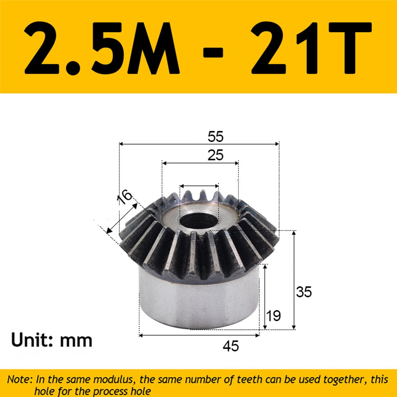 2.5 Module Steel Umbrella Tooth Bevel Gear Helical Motor Gear 15-30 Tooth
