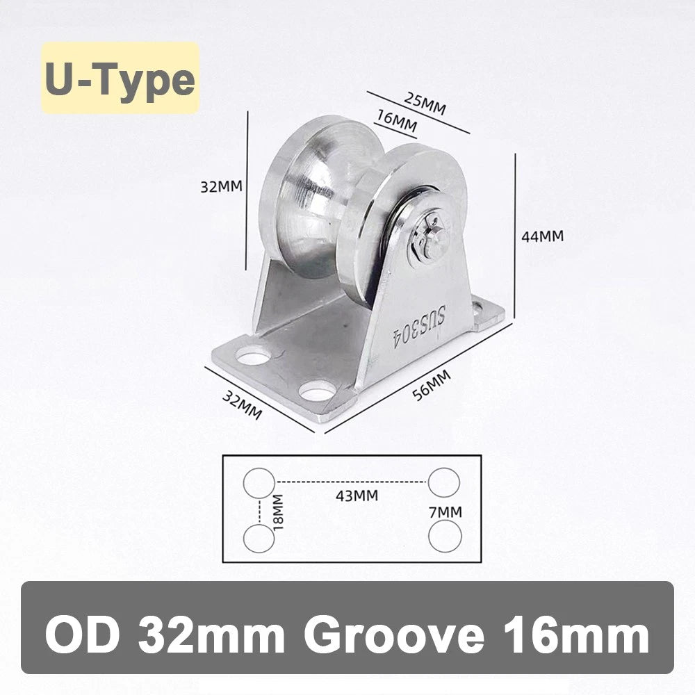 Stainless Steel Pulley U V H Groove Shape Roller Wheels Idler Pulley Wheel Large