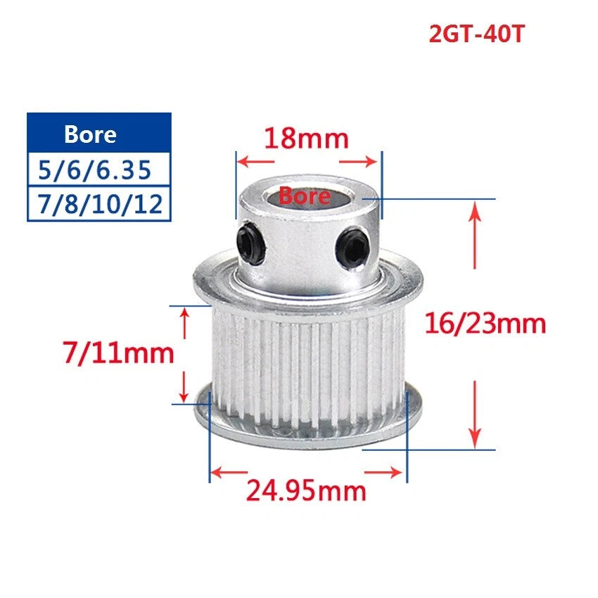 2GT 16-110T Timing Belt Pulley Pitch 2mm With Step Width 11mm For 3D Printer CNC