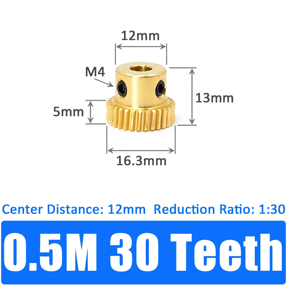 0.5/0.8/1/1.5 Module, 20 to 60 Teeth, Brass Worm Wheel Gear Shaft Hole 4mm-12mm