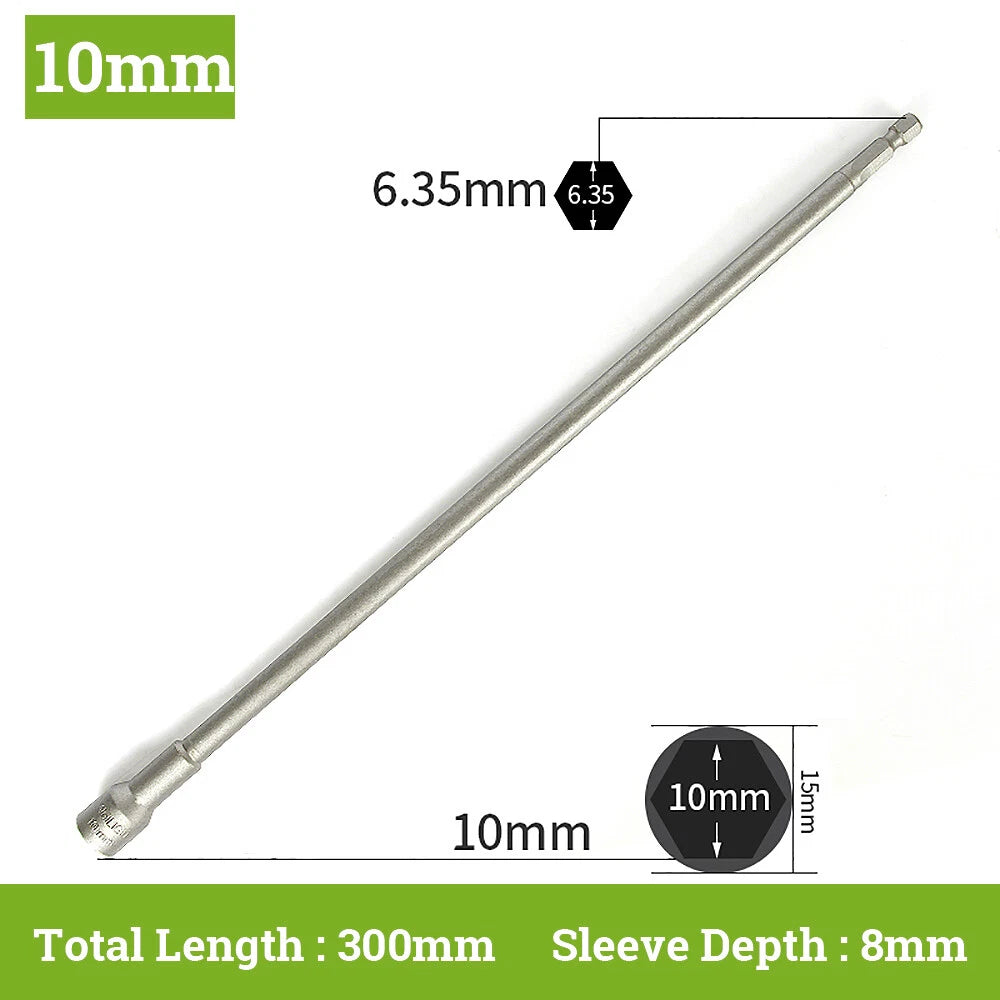 Hex With or Non-Magnetic Nut Driver 1/4 Socket Wrench Impact Drill Bit 300/350mm