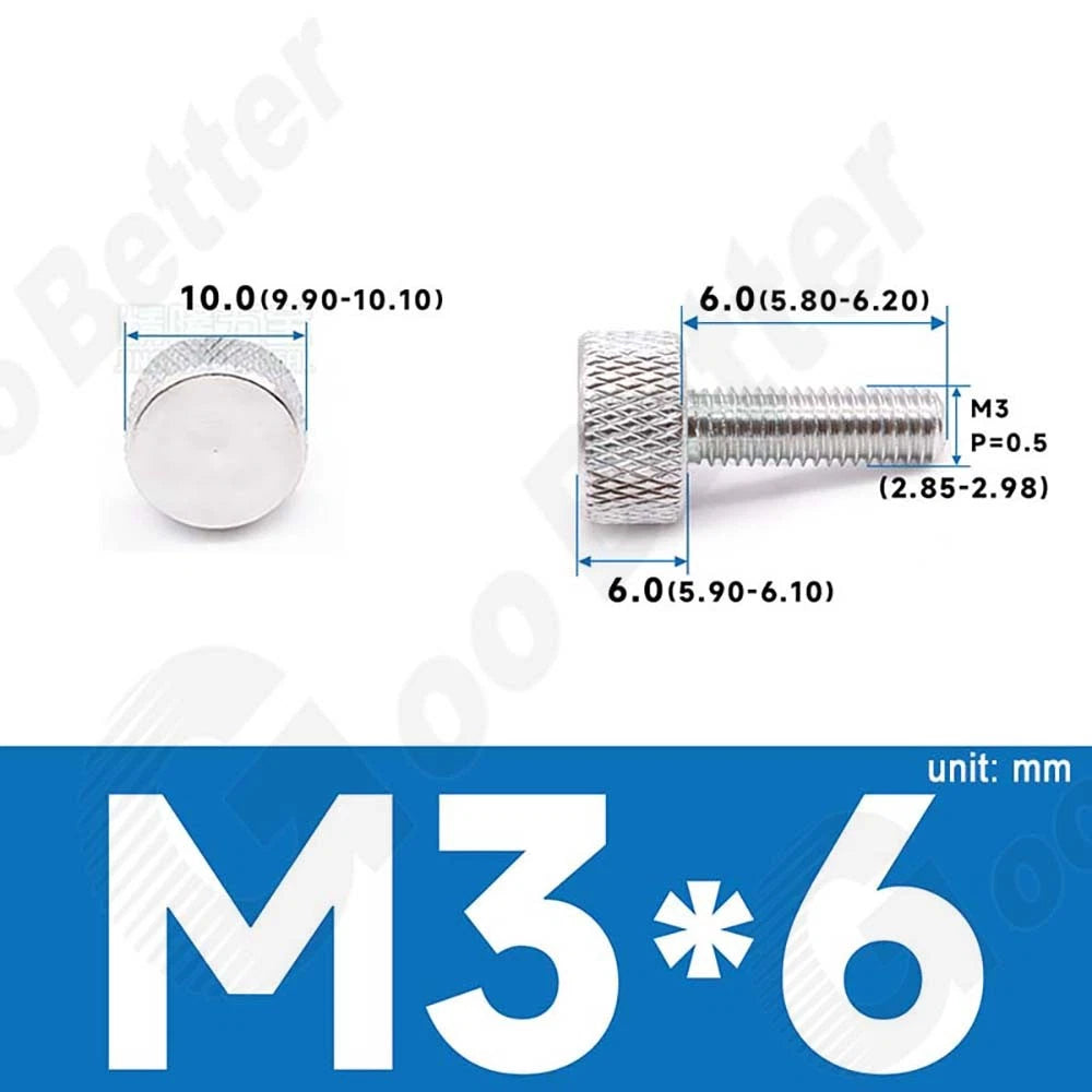 M3 M4 Knurled Thumb Screws – Aluminum Alloy Flat Head Hand Knob Bolts
