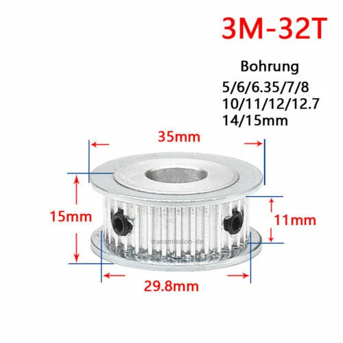 Timing Belt Pulley 3M 12T - 60T Synchronous Wheel for width 10 mm Timing Belts