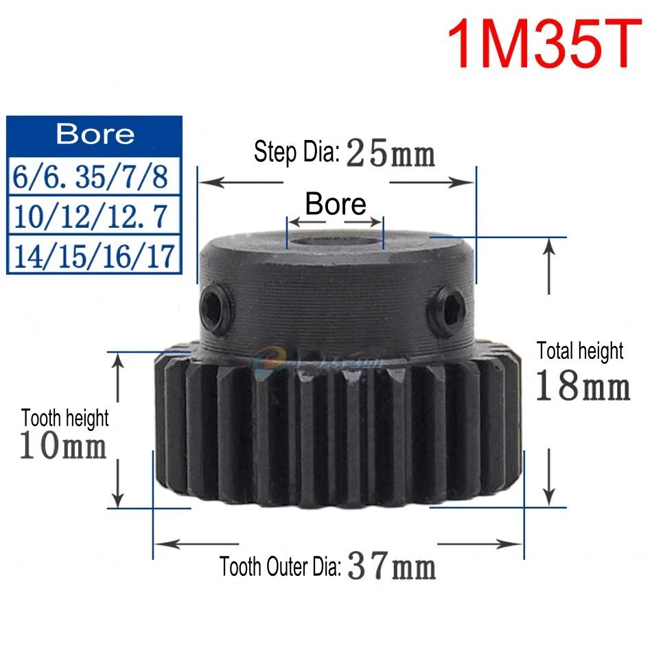 High Precision 1 Mod 10T-150T Spur Gear 45# Steel Pinion Gear With Step x 1Pcs
