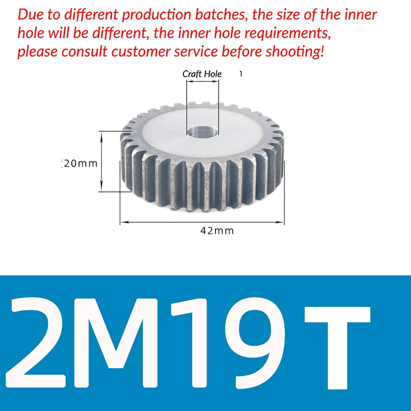 Mod 2 45# Steel Spur Gears Pinion Gear Thickn 20mm 10T - 100T Transmission Gear