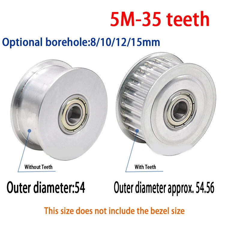 HTD 5M 3mm - 15mm Bore Timing Belt Idler Pulley 12T - 35T Tooth & Toothless